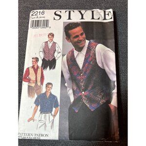 Style 2216 Sewing Pattern Vest Shirt Size 36 38 40 44 Mens Formal Wear 90s Sewin